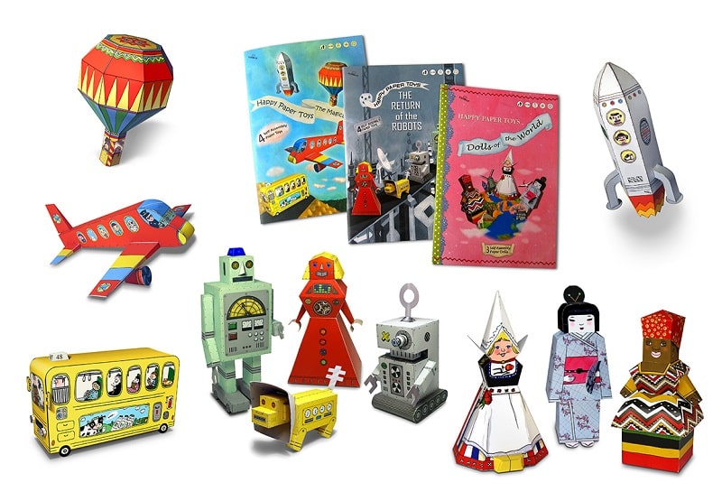 Paper Art מגוון צעצועי הנייר של פייפרקט ביחד עם החוברות להרכבה