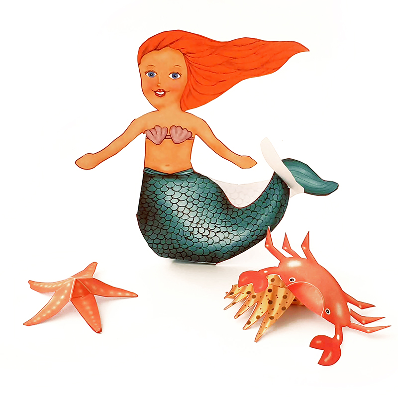Illustrated Paper Doll Mermaid